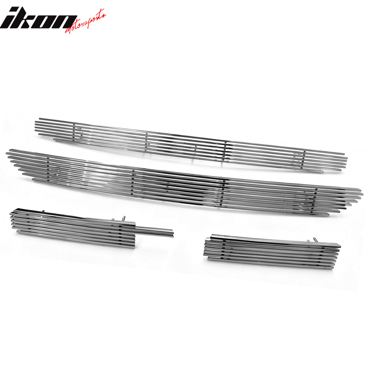 IKON MOTORSPORTS Front Upper Grille Insert, Compatible with 2015-2016 GMC Yukon Non-Denali, Billet Style Chrome Stainless Steel Replacement Front Bumper Grill, 4PCS