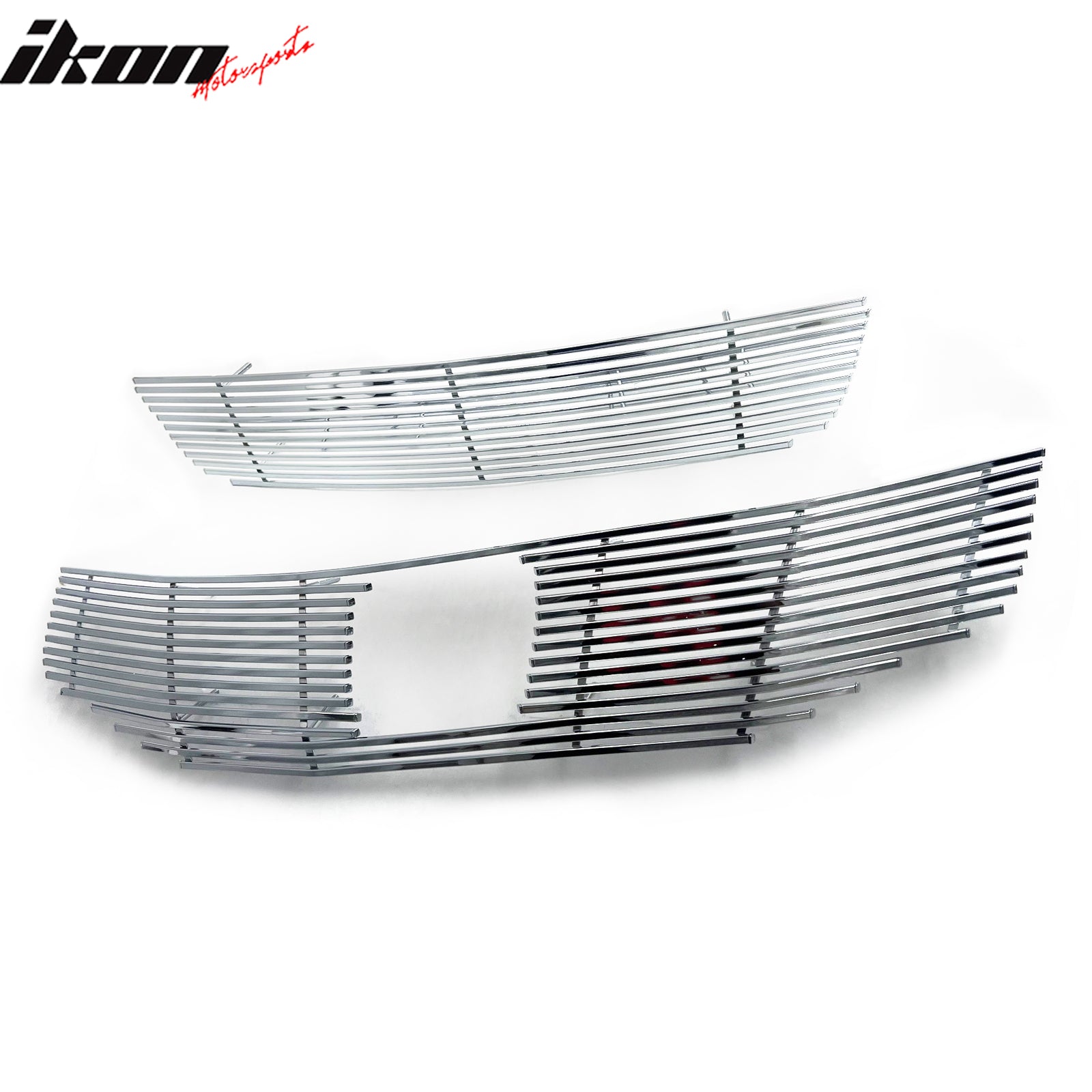 IKON MOTORSPORTS Front Upper + Lower Grille Insert, Compatible with 2011-2012 Honda Accord Sedan, Billet Style Stainless Steel Chrome Replacement Front Bumper Hood Billet Grill Grille Assembly, 2PCS