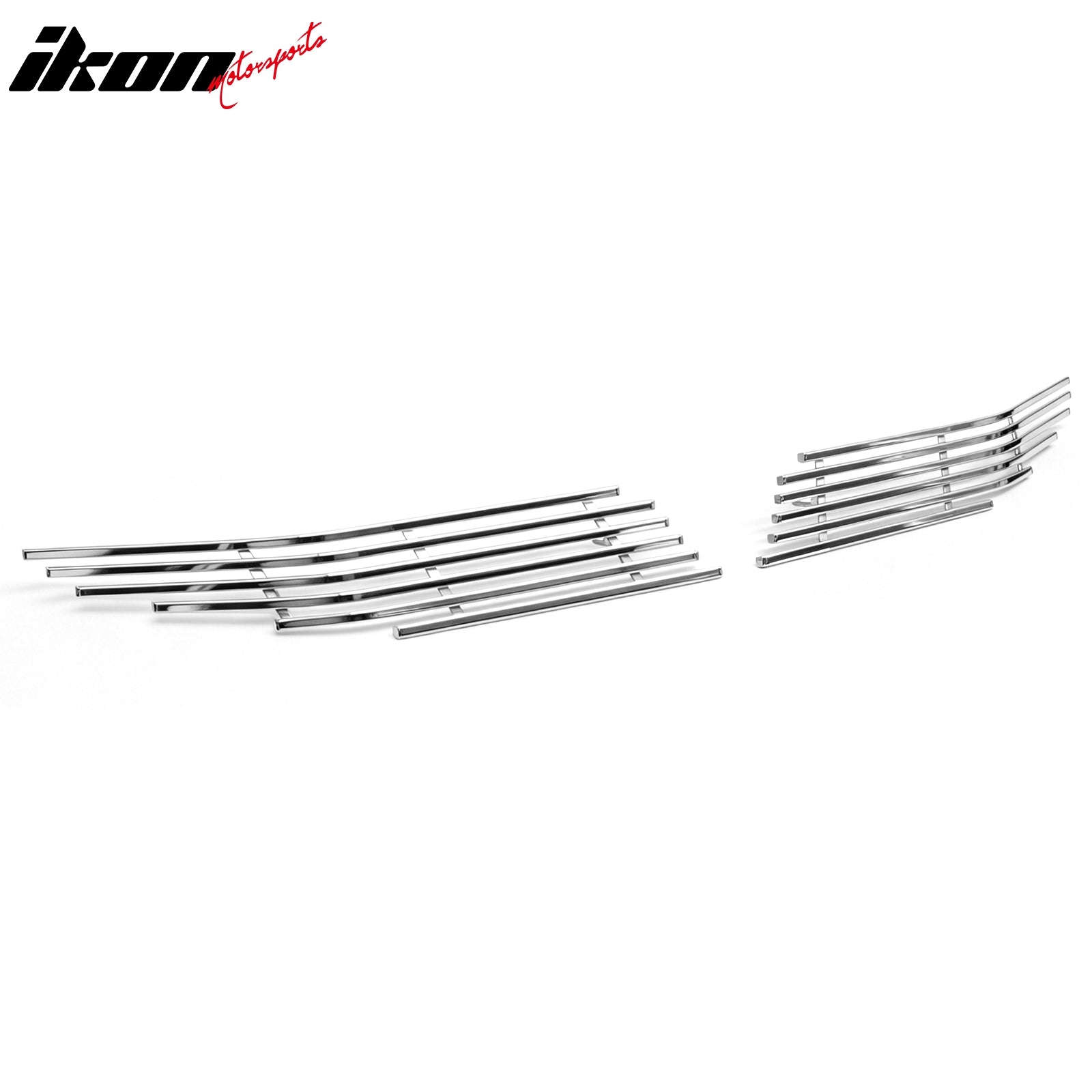 IKON MOTORSPORTS Front Upper Insert Grille, Compatible with 2009-2011 Honda Civic Sedan 4-Door, Chrome Stainless Steel Front Bumper Hood Grill Replacement 2PCS