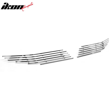 IKON MOTORSPORTS Front Upper Insert Grille, Compatible with 2009-2011 Honda Civic Sedan 4-Door, Chrome Stainless Steel Front Bumper Hood Grill Replacement 2PCS