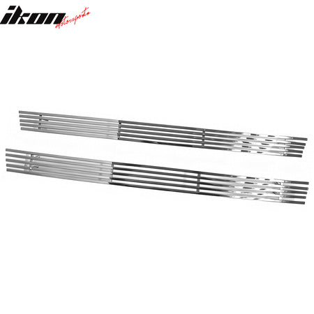 IKON MOTORSPORTS Front Lower Grille, Compatible with 2009-2011 Honda Fit, Billet Style Chrome Stainless Steel Replacement Front Bumper Hood Grill 2PCS