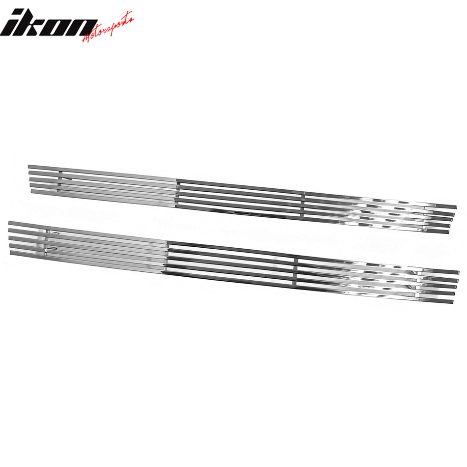 IKON MOTORSPORTS Front Lower Grille, Compatible with 2009-2011 Honda Fit, Billet Style Chrome Stainless Steel Replacement Front Bumper Hood Grill 2PCS