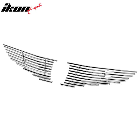 IKON MOTORSPORTS Front Upper Insert Grille, Compatible with 2009-2011 Honda Fit, Chrome Billet Style Replacement Stainless Steel Front Bumper Hood Grill 2PCS