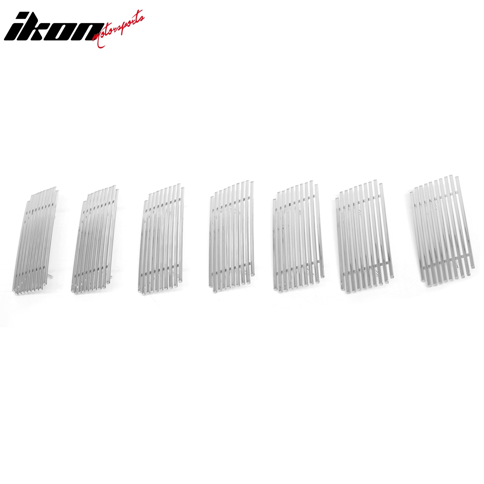 IKON MOTORSPORTS Front Bumper Grille, Compatible with 2011-2013 Jeep Grand Cherokee, Chrome Stainless Steel Billet Style Replacement Front Bumper Grill Assembly, 7PCS
