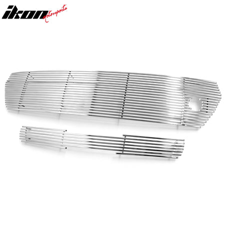 IKON MOTORSPORTS Front Bumper Grille, Compatible with 2014-2016 Kia Soul, Chrome Stainless Steel Billet Style Replacement Front Bumper Grill Assembly, 2PCS