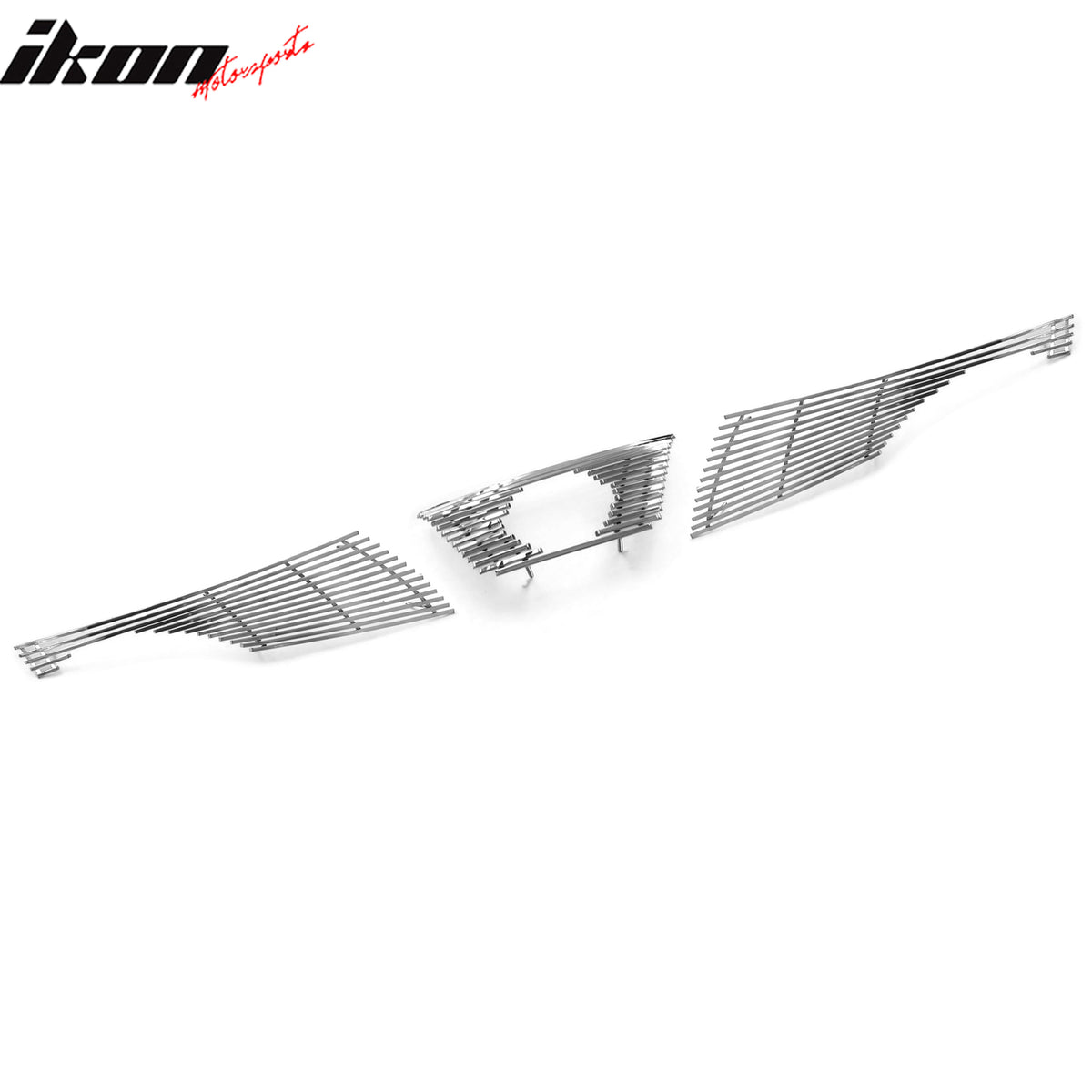IKON MOTORSPORTS Front Upper Grille Insert, Compatible with 2011-2014 Nissan Juke, Billet Style Chrome Stainless Steel Replacement Front Bumper Hood Billet Grill Grille Assembly, 3PCS