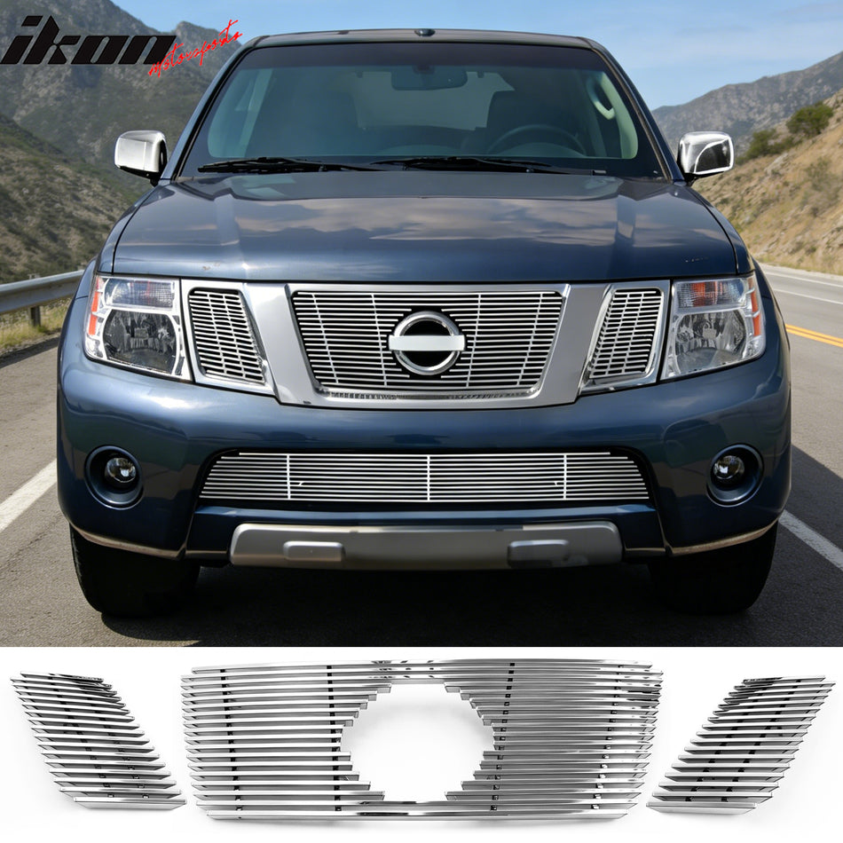 2008-2012 Pathfinder Billet Style Front Upper Grille Insert Steel 3PC