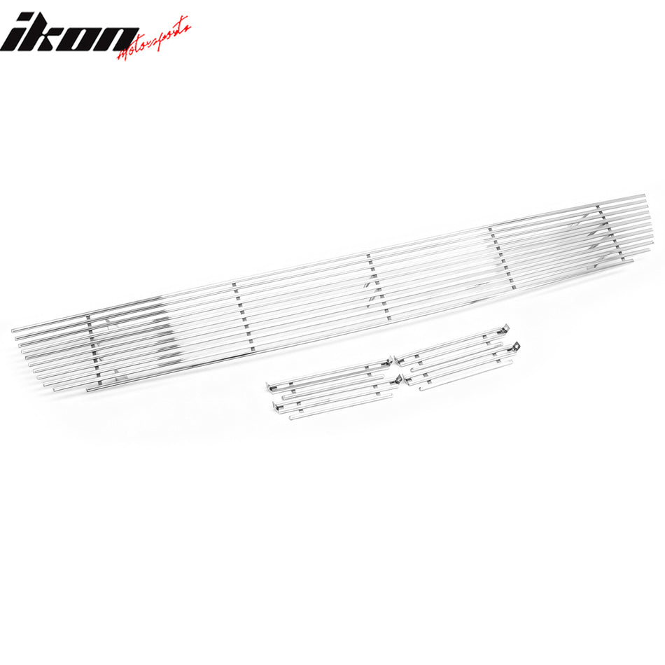 IKON MOTORSPORTS Front Lower Grille, Compatible with 2008-2010 Nissan Rogue, Billet Style Chrome Stainless Steel Replacement Front Bumper Hood Grill 5PCS