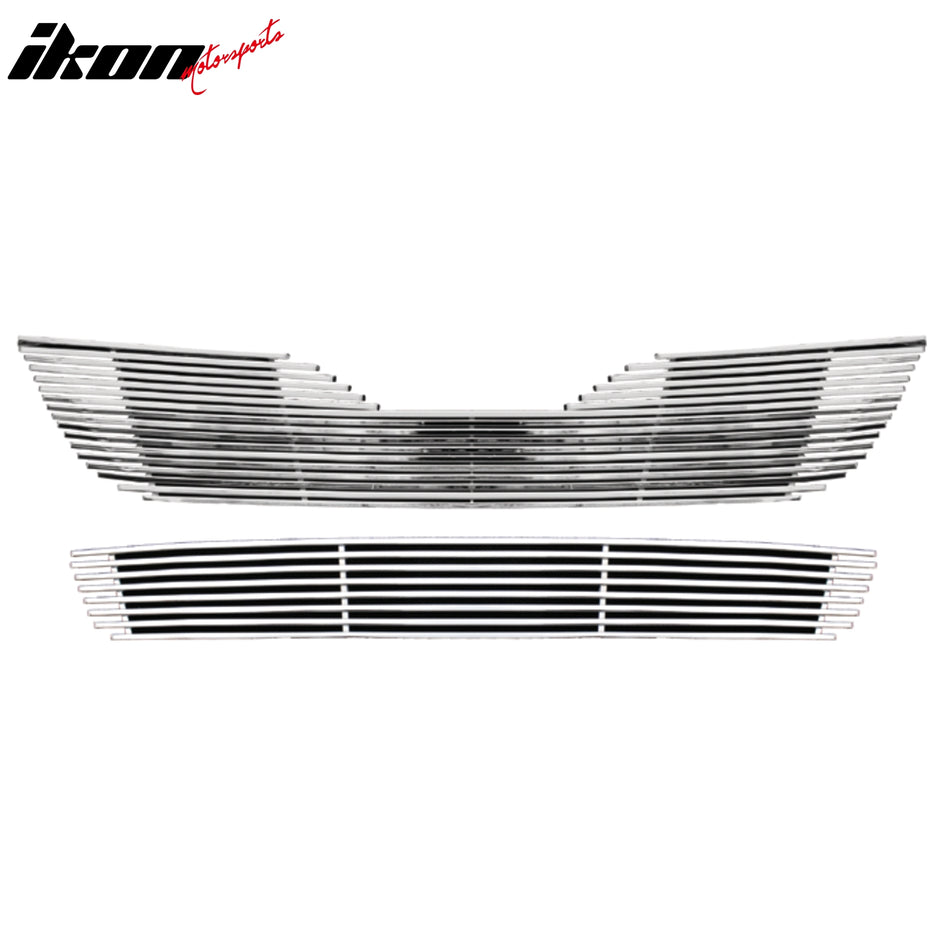 IKON MOTORSPORTS Front Upper Lower Insert Grille, Compatible with 2010-2011 Toyota Camry LE XL XLE, Billet Style Chrome Stainless Steel Replacement Front Bumper Grill Trim 2PCS