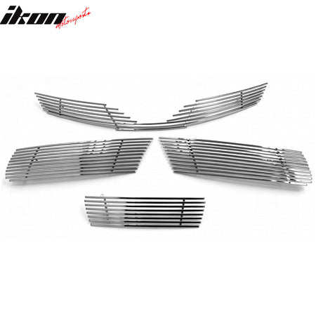 IKON MOTORSPORTS, Front Bumepr Grille Compatible With 2012-2014 Toyota Camry SE, Stainless Steel Chrome Front Bumper Upper Hood Grille Insert Assembly Replacement Set of 4PCS