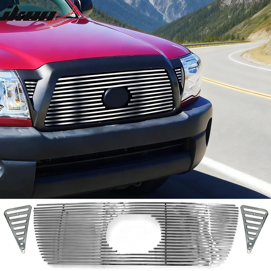 2005-2011 Toyota Tacoma Billet Chrome Front Upper Grille Cover Stainless Steel