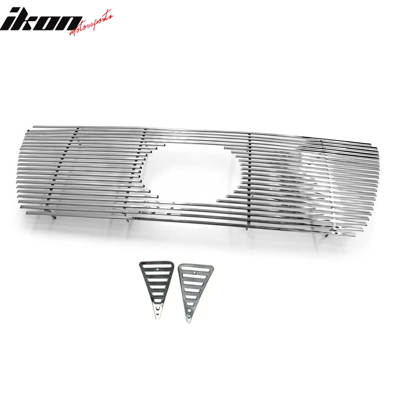 IKON MOTORSPORTS Front Upper Insert Grille, Compatible with 2005-2011 Toyota Tacoma, Billet Style Chrome Stainless Steel Replacement Front Bumper Hood Grill 3PCS