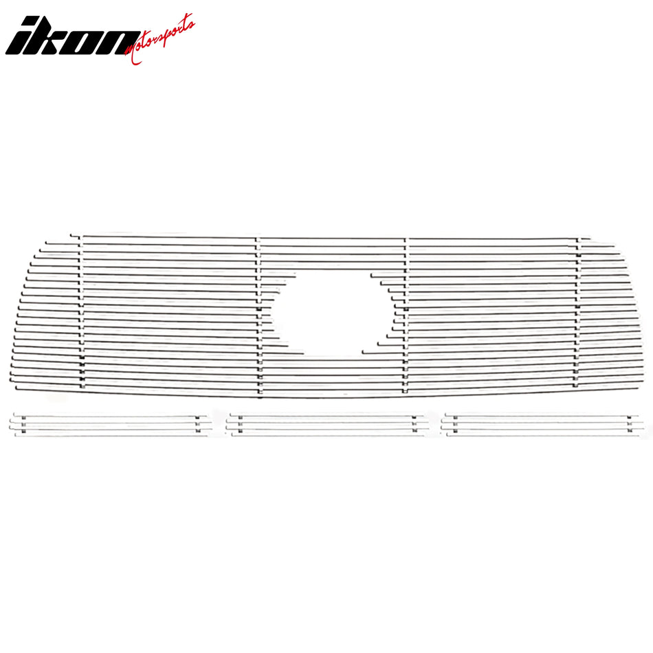 IKON MOTORSPORTS Front Lower Insert Grille, Compatible with 2007-2009 Toyota Tundra, Billet Style Chrome Stainless Steel Replacement Front Bumper Grill Trim 3PCS