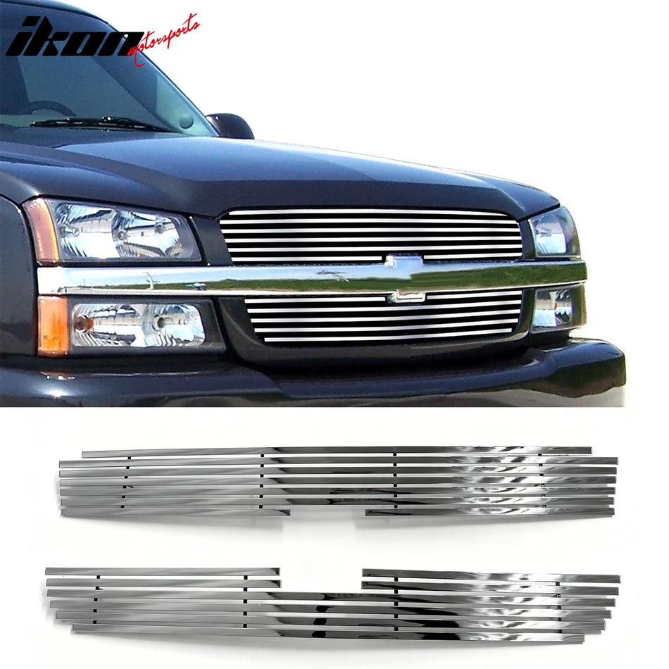 2002-2006 Chevy Avalanche Silverado 1500 2500 3500 HD Billet Chrome Front Grille Stainless Steel