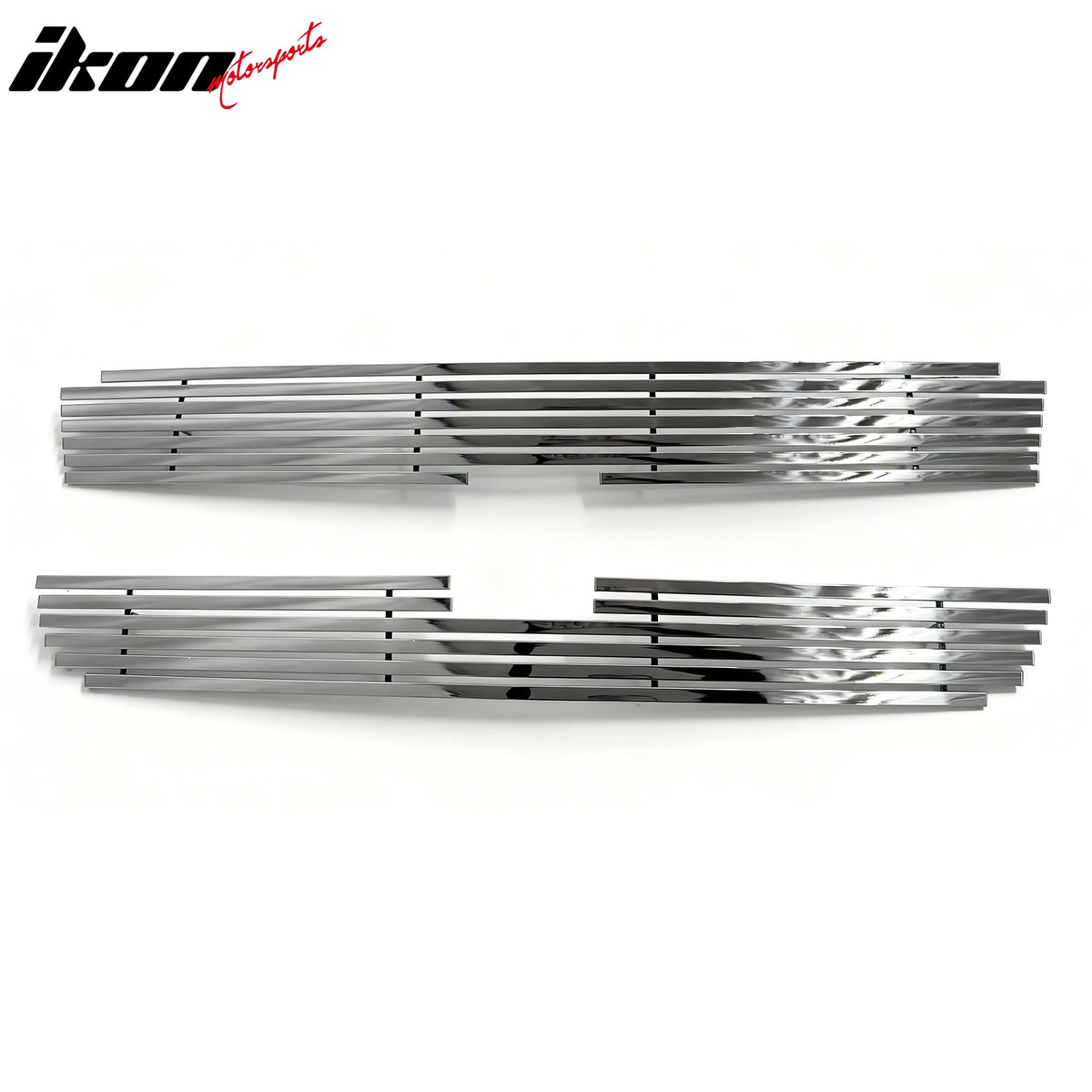 IKON MOTORSPORTS Front Upper Grille, Compatible with 2002-2006 Chevrolet Avalanche Silverado 1500 2500 3500 HD, Billet Style Chrome Stainless Steel Replacement Front Bumper Hood Grill 2PCS
