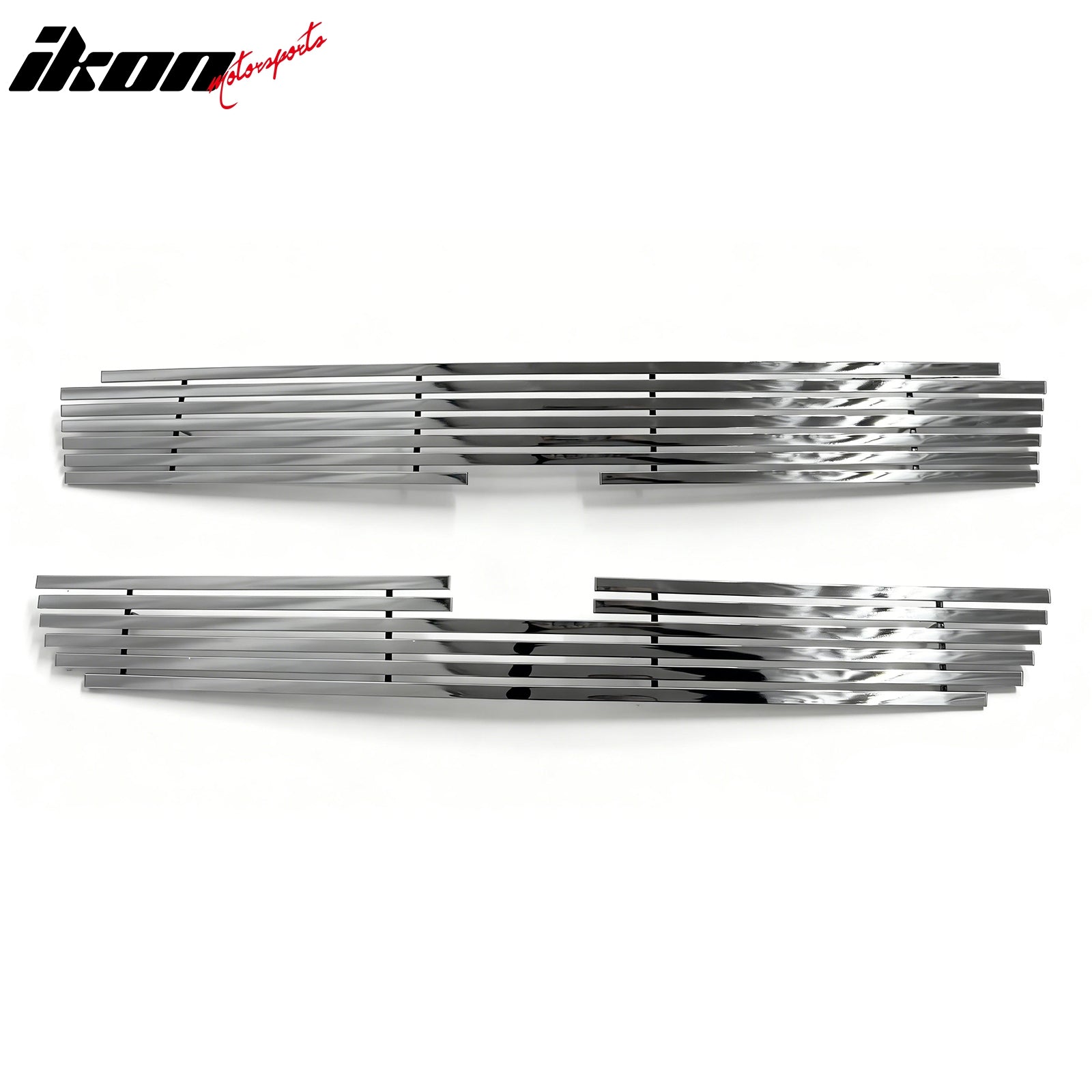 IKON MOTORSPORTS Front Upper Grille, Compatible with 2002-2006 Chevrolet Avalanche Silverado 1500 2500 3500 HD, Billet Style Chrome Stainless Steel Replacement Front Bumper Hood Grill 2PCS