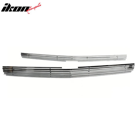 IKON MOTORSPORTS Front Upper Grille, Compatible with 2007-2013 Chevy Silverado 1500, Billet Style Chrome Stainless Steel Replacement Front Bumper Hood Grill 2PCS