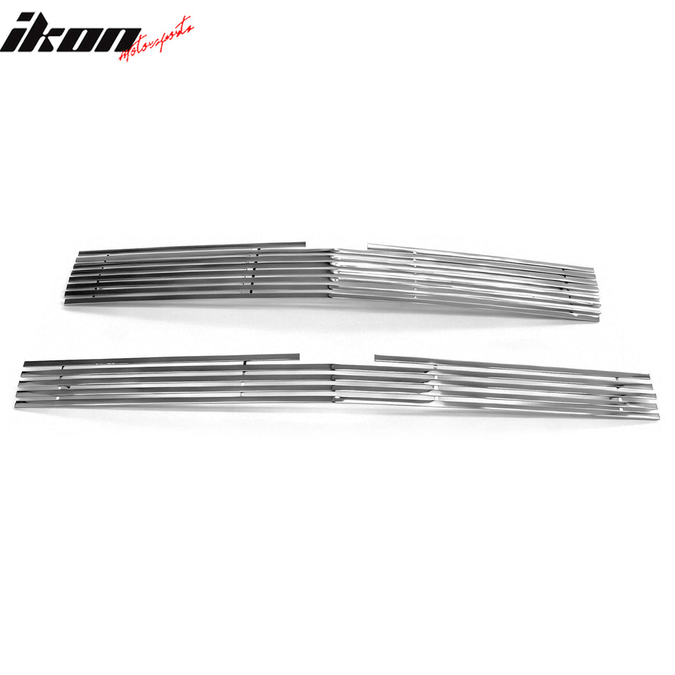 2014-2015 Chevy Silverado 1500 2PCS Billet Style Front Bumper Upper Grille Insert Stainless Steel