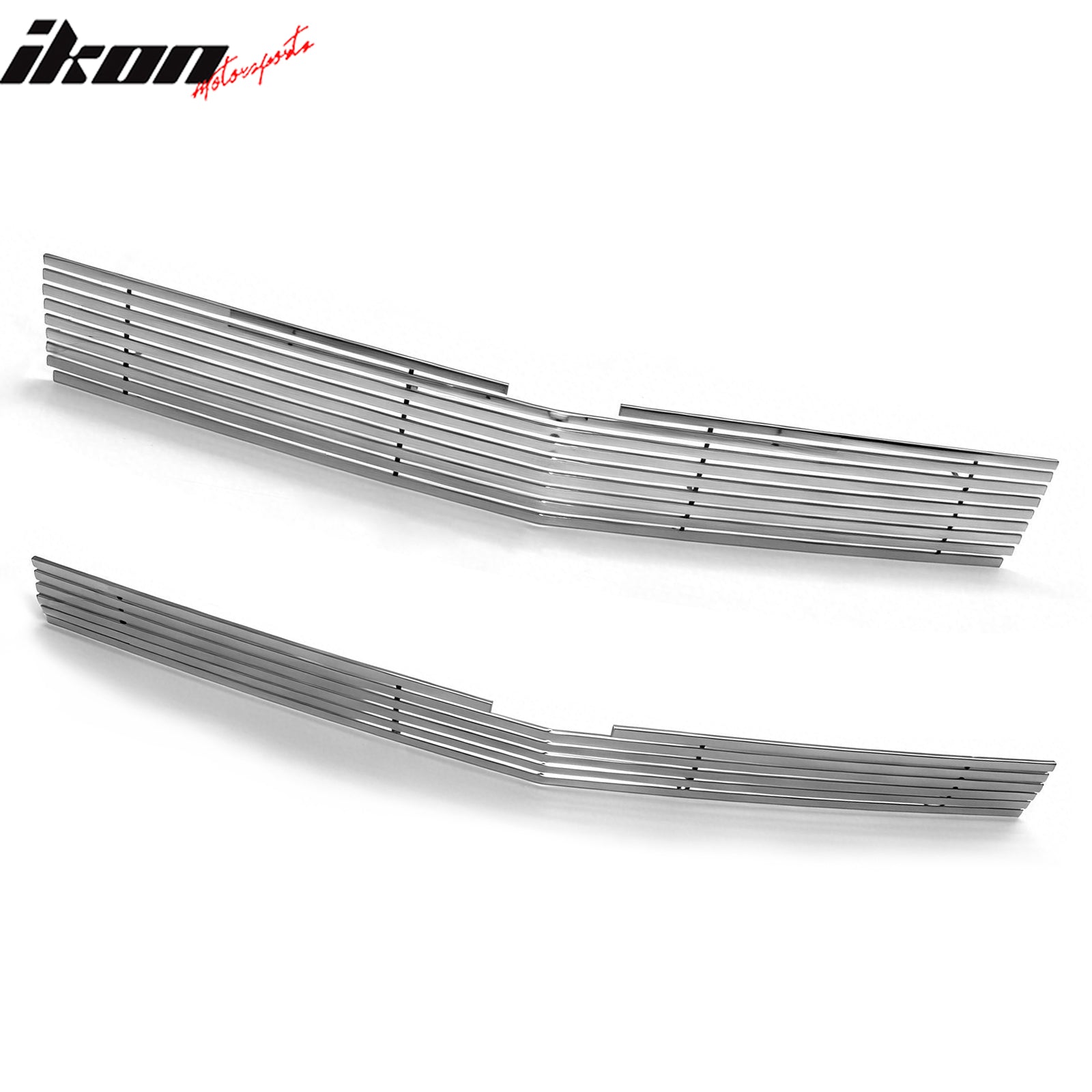 IKON MOTORSPORTS Front Upper Grille, Compatible with 2014-2015 Chevrolet Silverado 1500 Z71, Billet Style Chrome Stainless Steel Replacement Front Bumper Hood Grill, 2PCS