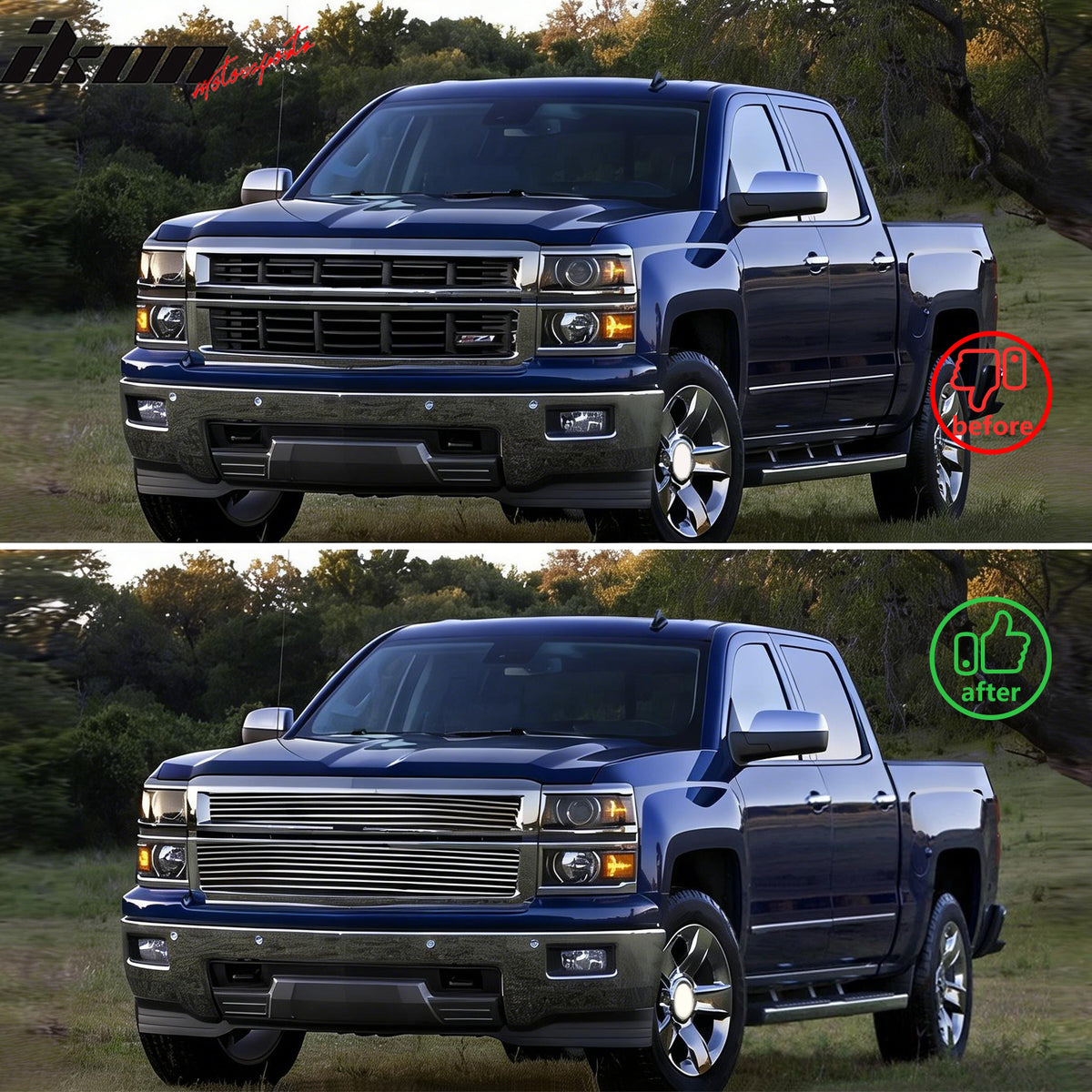 Fits 14-15 Chevy Silverado 1500 Z71 Billet Style Upper Grille Insert Grill 2PCS