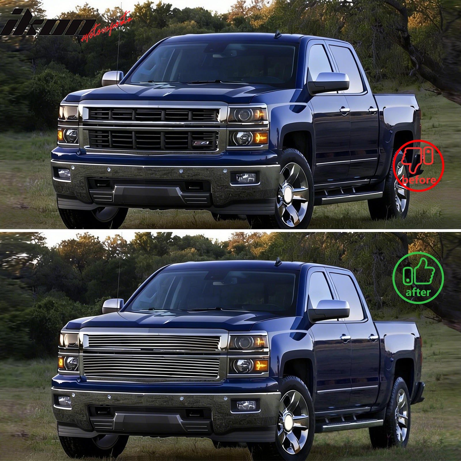 Fits 14-15 Chevy Silverado 1500 Z71 Billet Style Upper Grille Insert Grill 2PCS