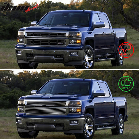 Fits 14-15 Chevy Silverado 1500 Z71 Billet Style Upper Grille Insert Grill 2PCS