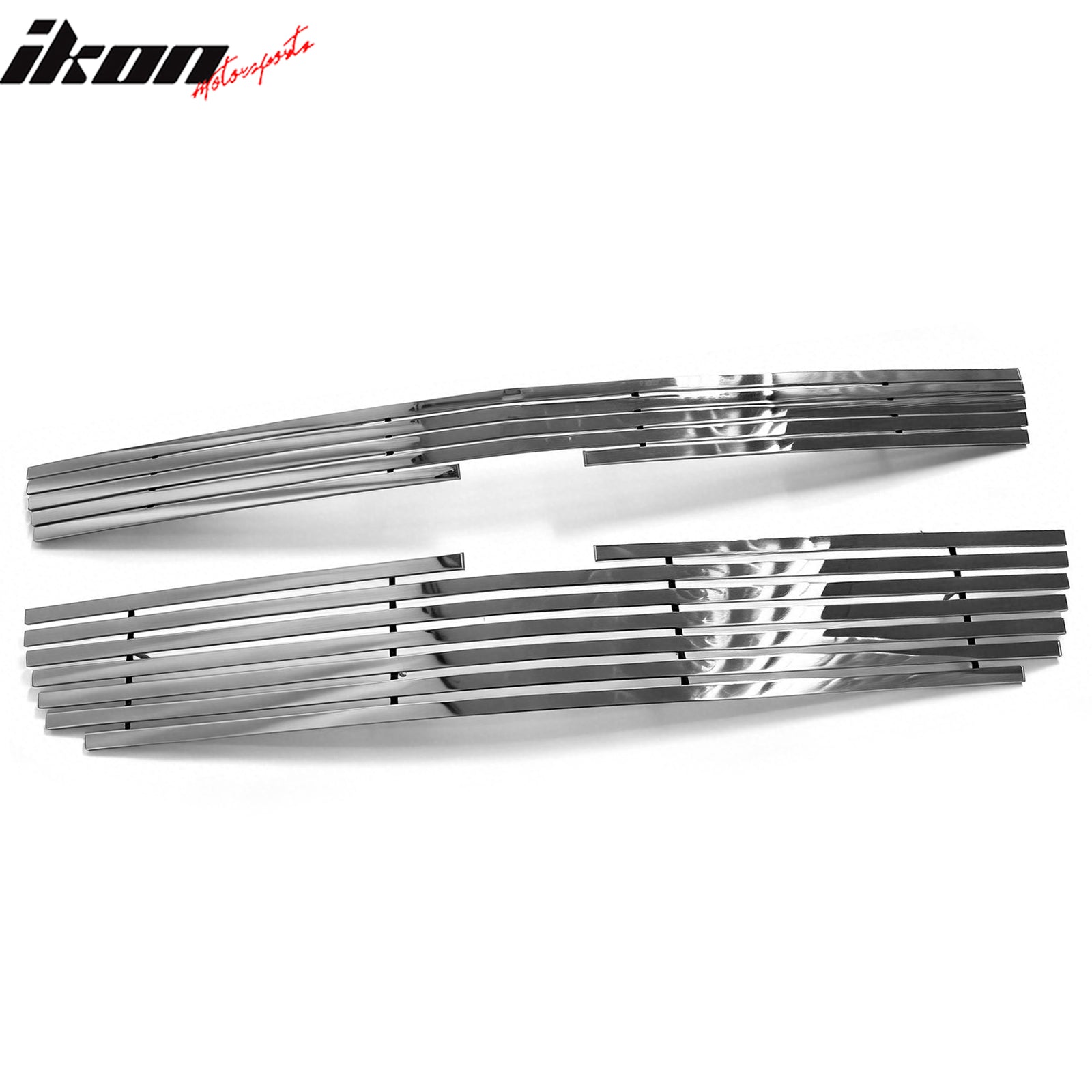 IKON MOTORSPORTS Front Upper Grille, Compatible with 2005-2006 Chevy Silverado 1500 2500 HD / 3500 Classic, Billet Style Chrome Stainless Steel Replacement Front Bumper Hood Grill 2PCS