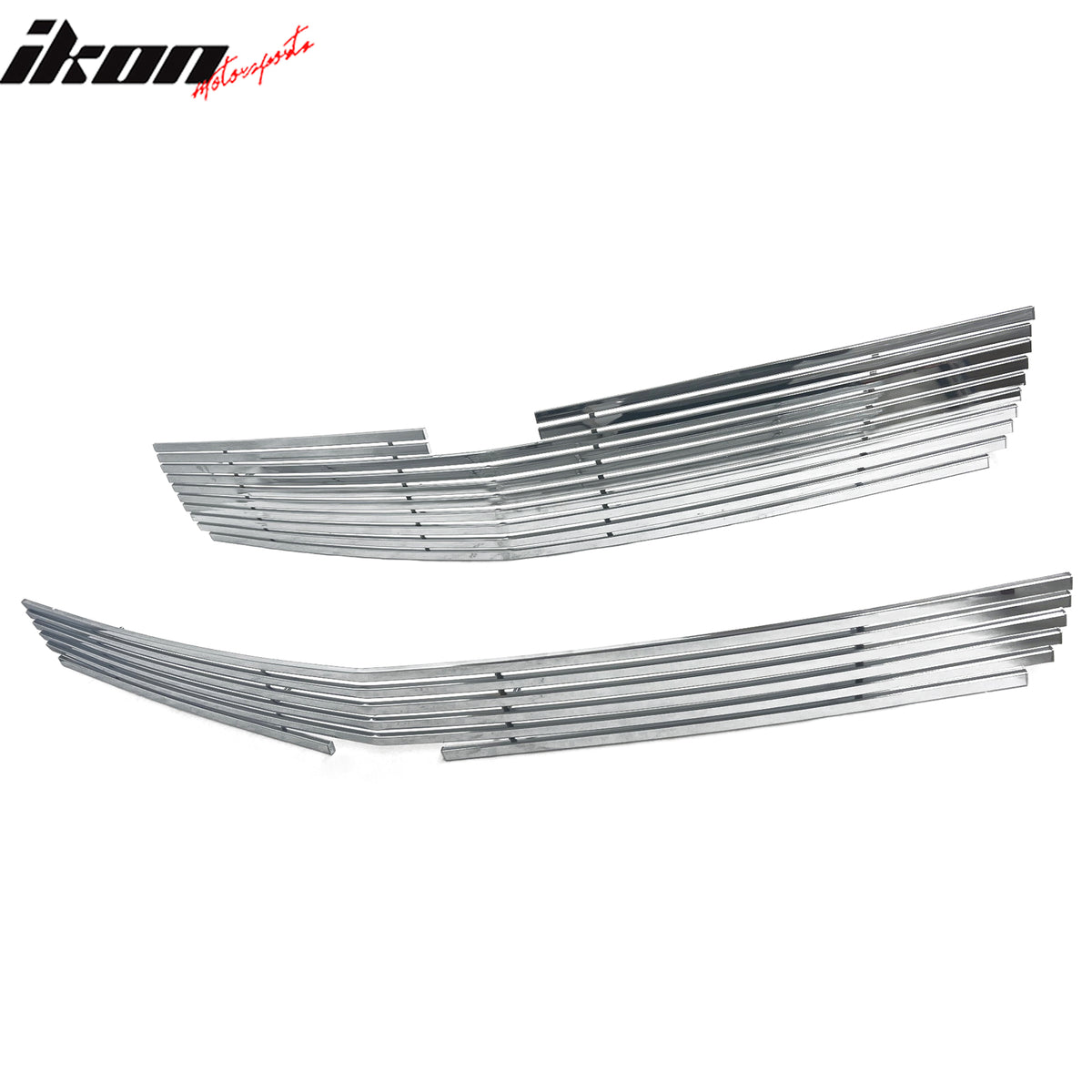 IKON MOTORSPORTS Front Upper Grille Insert, Compatible with 2015-2020 Chevrolet Tahoe, Billet Wide Bar Style Chrome Stainless Steel Replacement Front Bumper Hood Billet Grill Grille Assembly, 2PCS