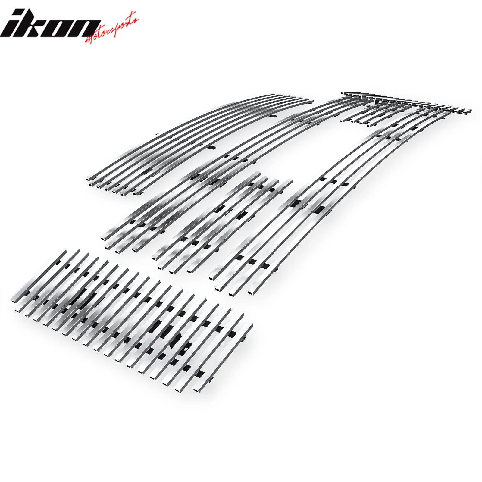 IKON MOTORSPORTS Front Upper Grille Insert, Compatible with 2008-2010 Ford F-250/F-350 Super Duty, Billet Style Chrome Stainless Steel Replacement Front Bumper Hood Billet Grill Grille Assembly, 6PCS