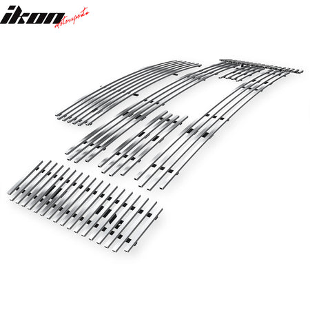 IKON MOTORSPORTS Front Upper Grille Insert, Compatible with 2008-2010 Ford F-250/F-350 Super Duty, Billet Style Chrome Stainless Steel Replacement Front Bumper Hood Billet Grill Grille Assembly, 6PCS