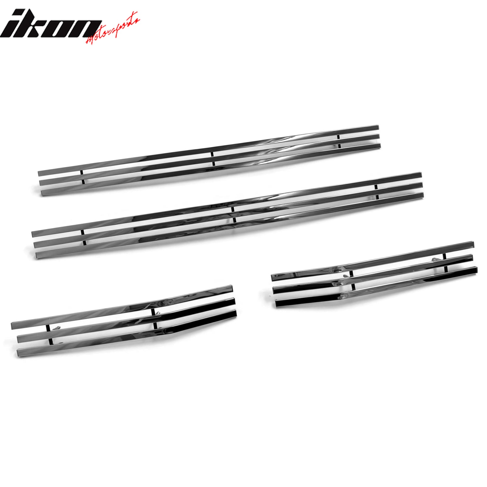 IKON MOTORSPORTS Front Lower Insert Grille, Compatible with 2011-2016 Ford F-250/F-350/F-450 Super Duty, Billet Style Chrome Stainless Steel Replacement Front Bumper Hood Grill 4PCS