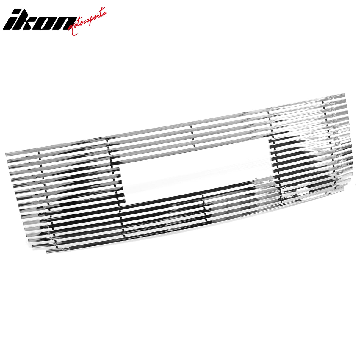 IKON MOTORSPORTS Front Upper Grille, Compatible with 2007-2010 GMC Sierra, Chrome Stainless Steel Billet Style with Logo Cut Replacement Front Bumper Hood Grill, 1Piece