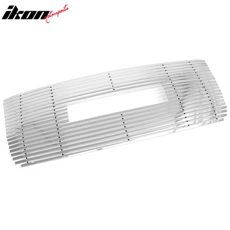 IKON MOTORSPORTS Front Upper Insert Grille, Compatible with 2007-2010 GMC Sierra 2500 HD / 3500 HD, Chrome Billet Style Replacement Stainless Steel Front Bumper Hood Grill 1PC