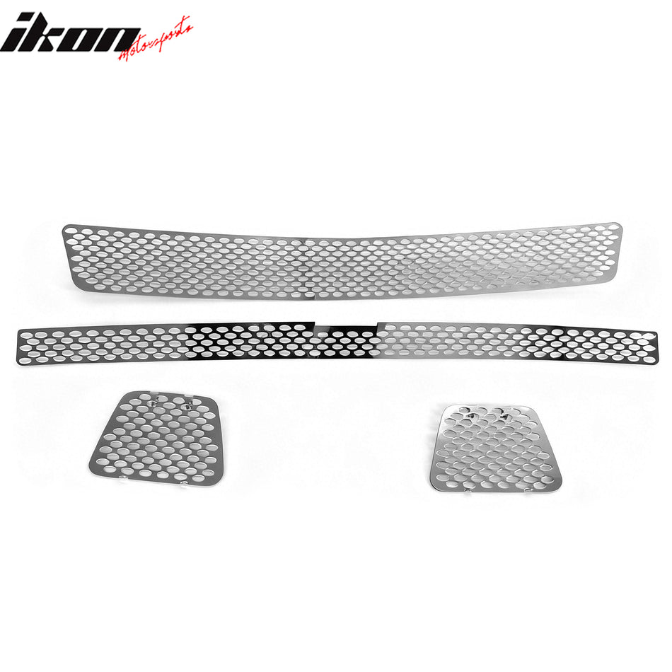 2007-2013 Chevy Avalanche Chrome Oval Mesh Style Front Bumper Upper Lower Grille Stainless Steel