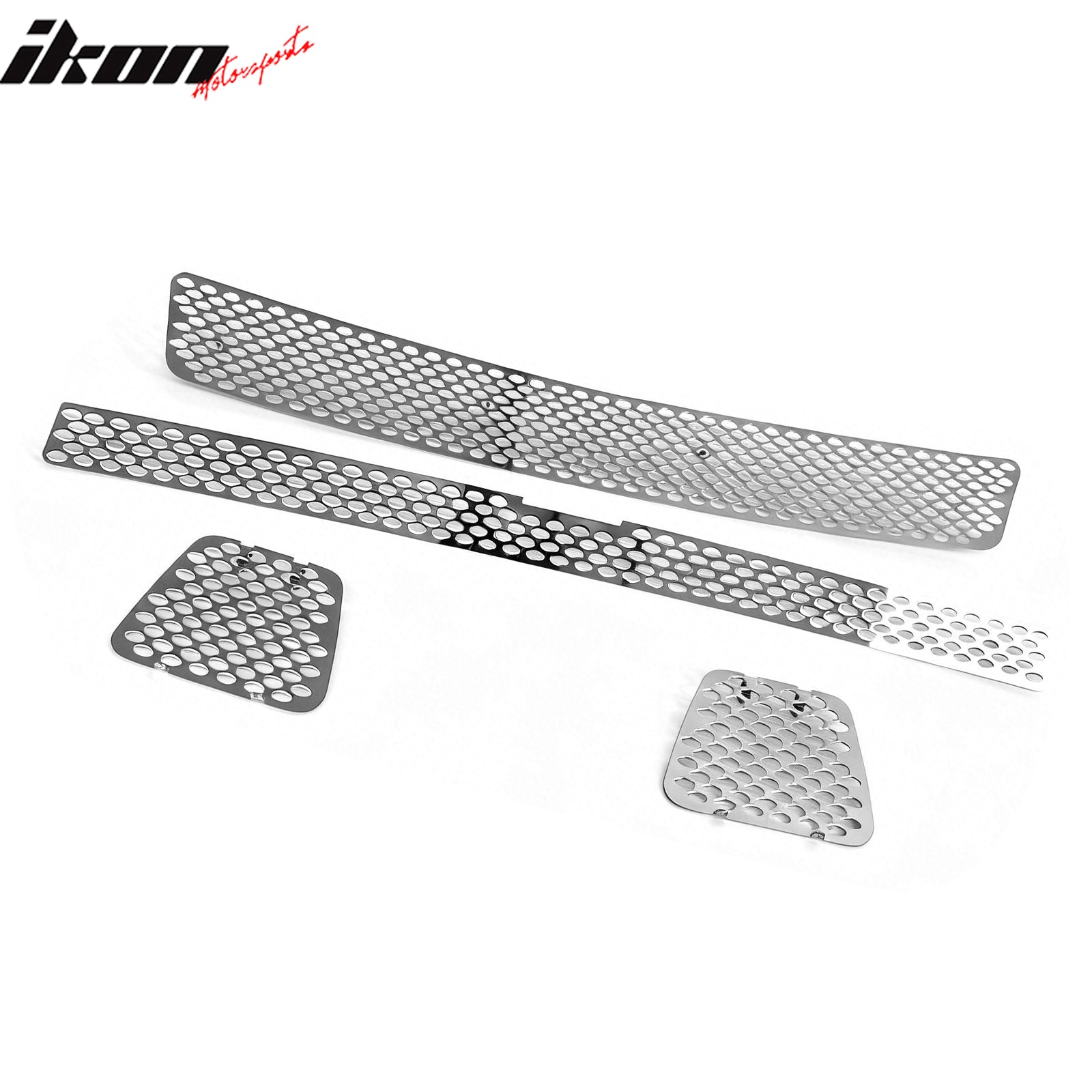 IKON MOTORSPORTS Front Bumper Upper Lower Grille, Compatible with 2007-2014 Chevy Tahoe& Suburban 1500 2500, Oval Mesh Style Chrome Stainless Steel Replacement Front Bumper Grill Assembly, 4PCS