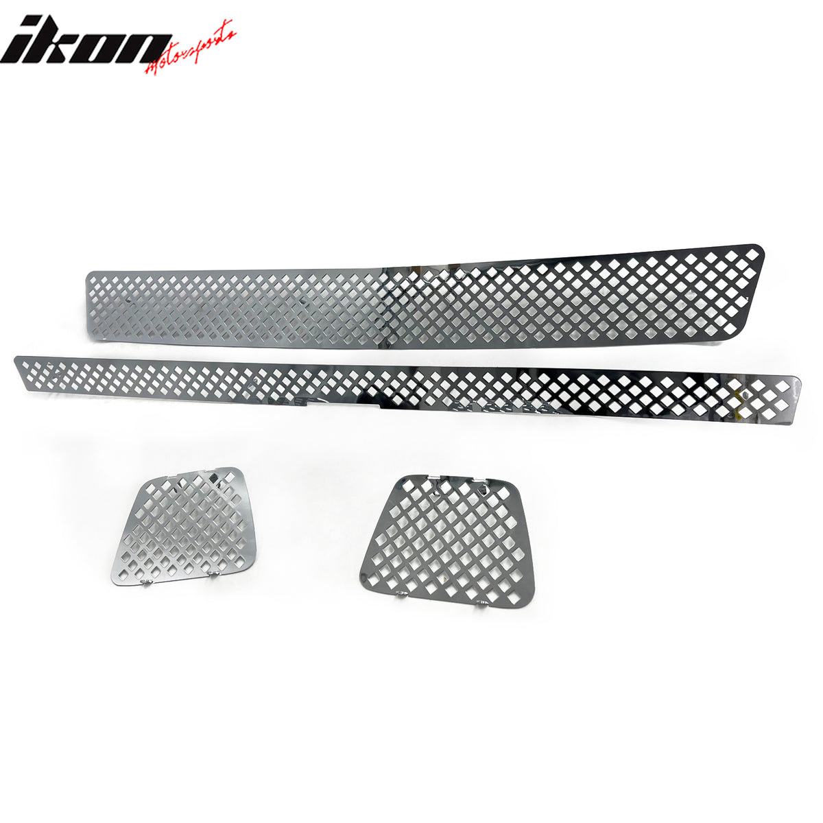 IKON MOTORSPORTS Front Upper + Lower Grille Insert, Compatible with 2007-2014 Chevy Tahoe, Punch Diamond Style Chrome Stainless Steel Replacement Front Bumper Hood Billet Grill Grille Assembly, 4PCS