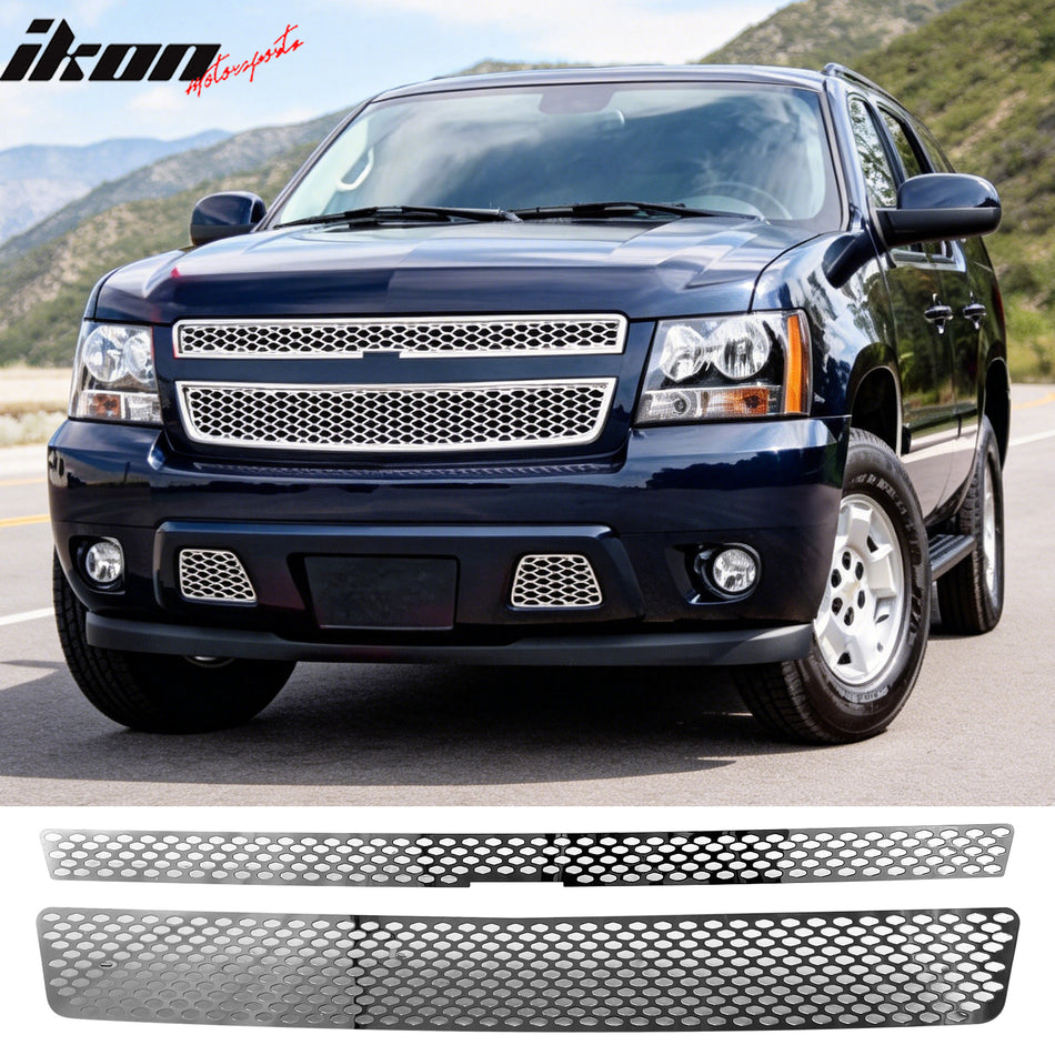 2007-2014 Chevy Tahoe Oval Mesh Style Chrome Front Upper Grille Insert