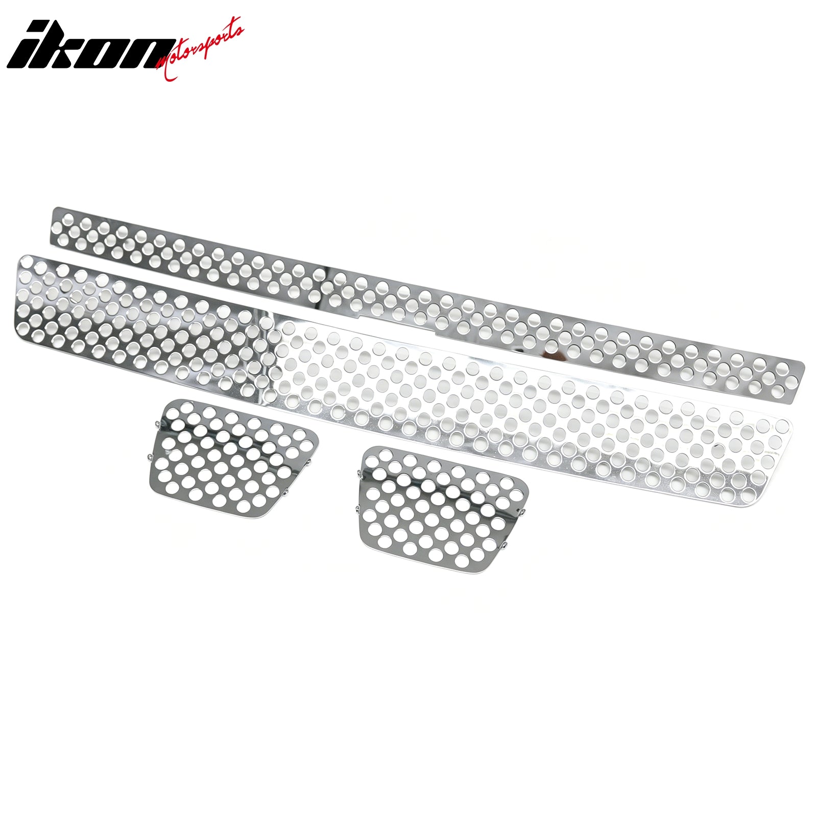 IKON MOTORSPORTS Front Upper Insert Grille, Compatible with 2007-2014 Chevy Tahoe / Suburban 1500 2500 / Avalanche, Round Mesh Style Chrome Replacement Stainless Steel Front Bumper Hood Grill 4PCS