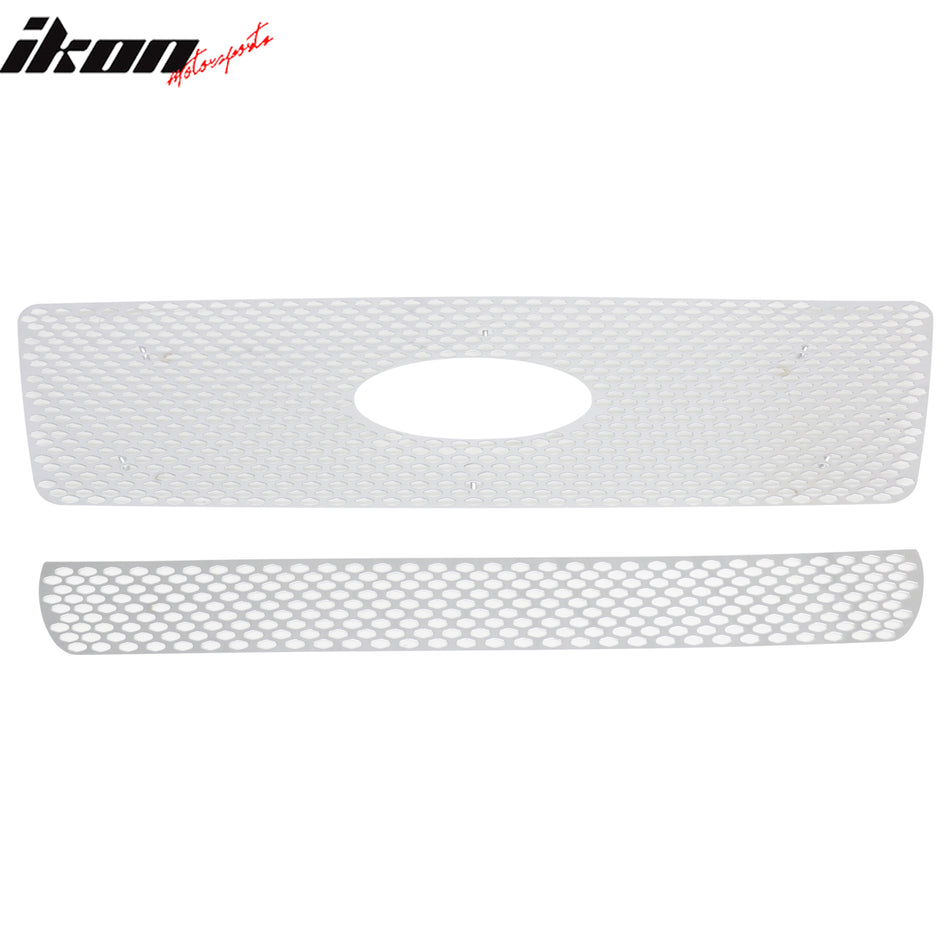 2004-2005 Ford F-150 Chrome Oval Mesh Style Front Bumper Upper Grille + Black Lower Grill