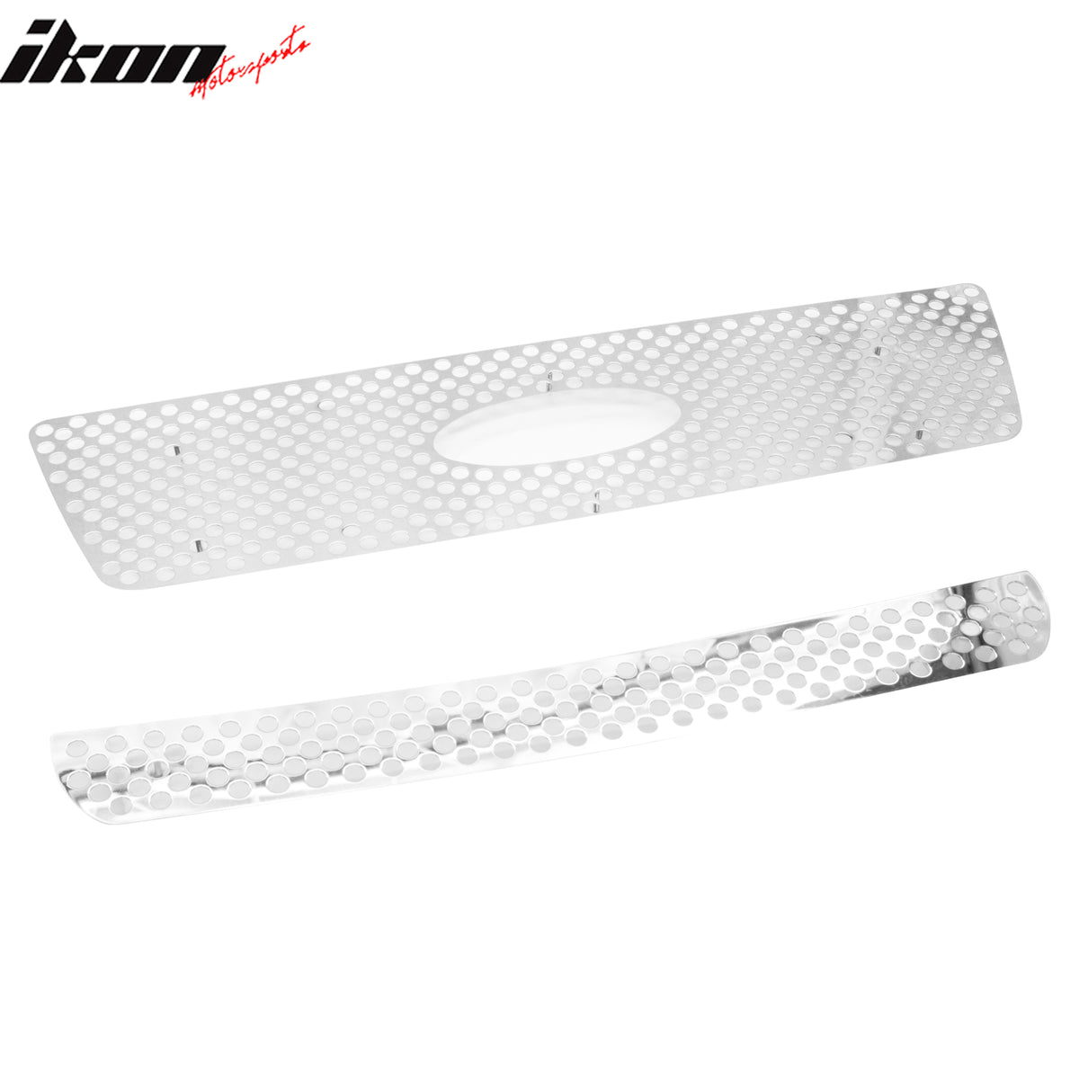 Fits 04-05 Ford F150 Chrome Front Bumper Upper Lower Grille 2PC- Oval Mesh Style