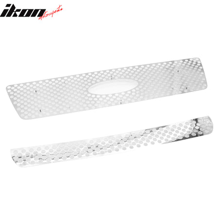 Fits 04-05 Ford F150 Chrome Front Bumper Upper Lower Grille 2PC- Oval Mesh Style