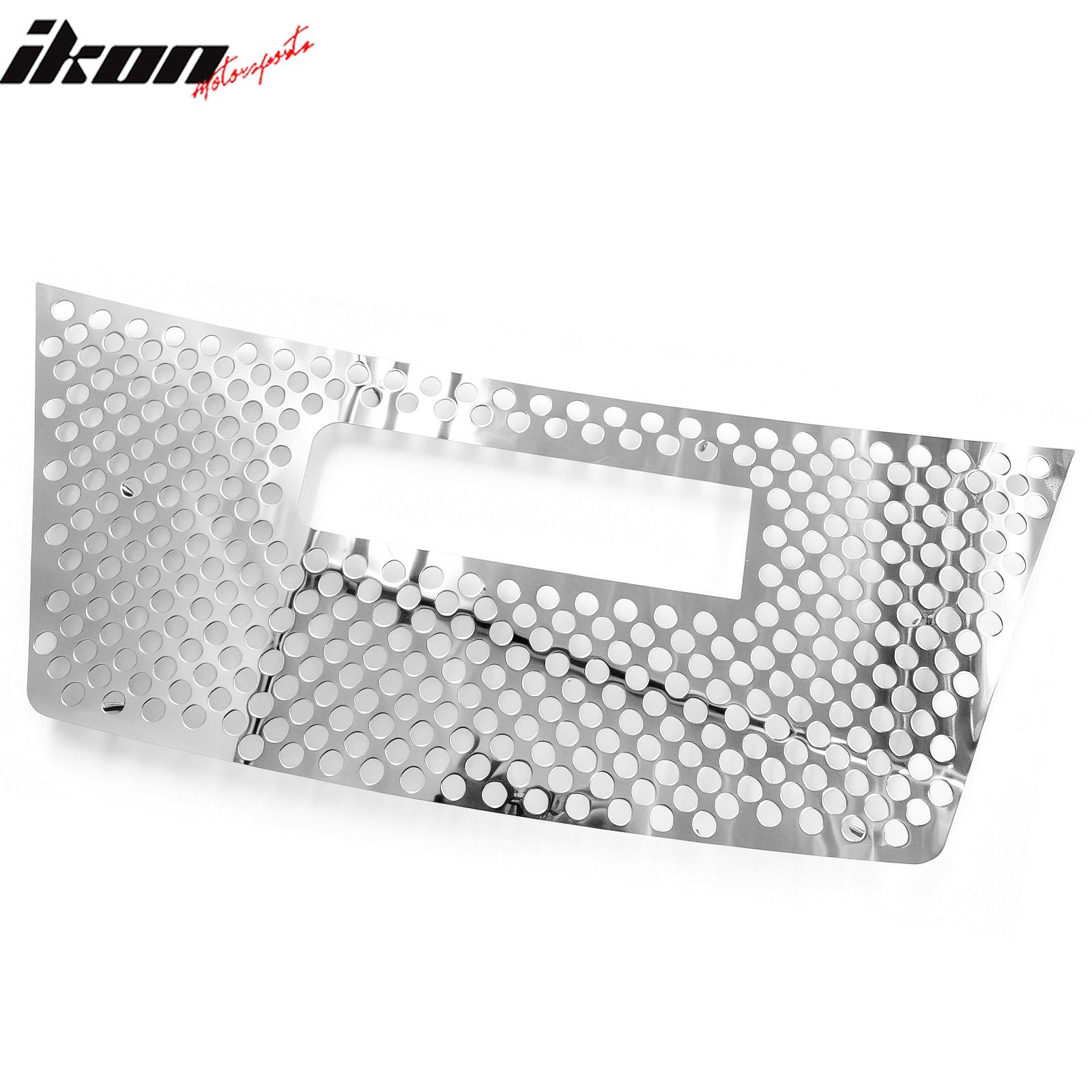 IKON MOTORSPORTS Front Upper Grille Insert, Compatible with 2010-2015 GMC Terrain, Round Punch Style Chrome Stainless Steel Replacement Front Bumper Grill