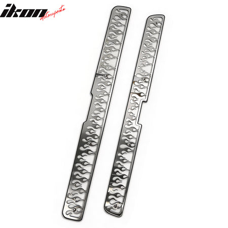 IKON MOTORSPORTS, Front Grille Compatible With 1999-2002 Chevrolet Silverado 1500/1500 HD/2500/2500 HD/3500, Front Bumper Upper Hood Grille Insert Assembly Replacement Stainless Steel Chrome