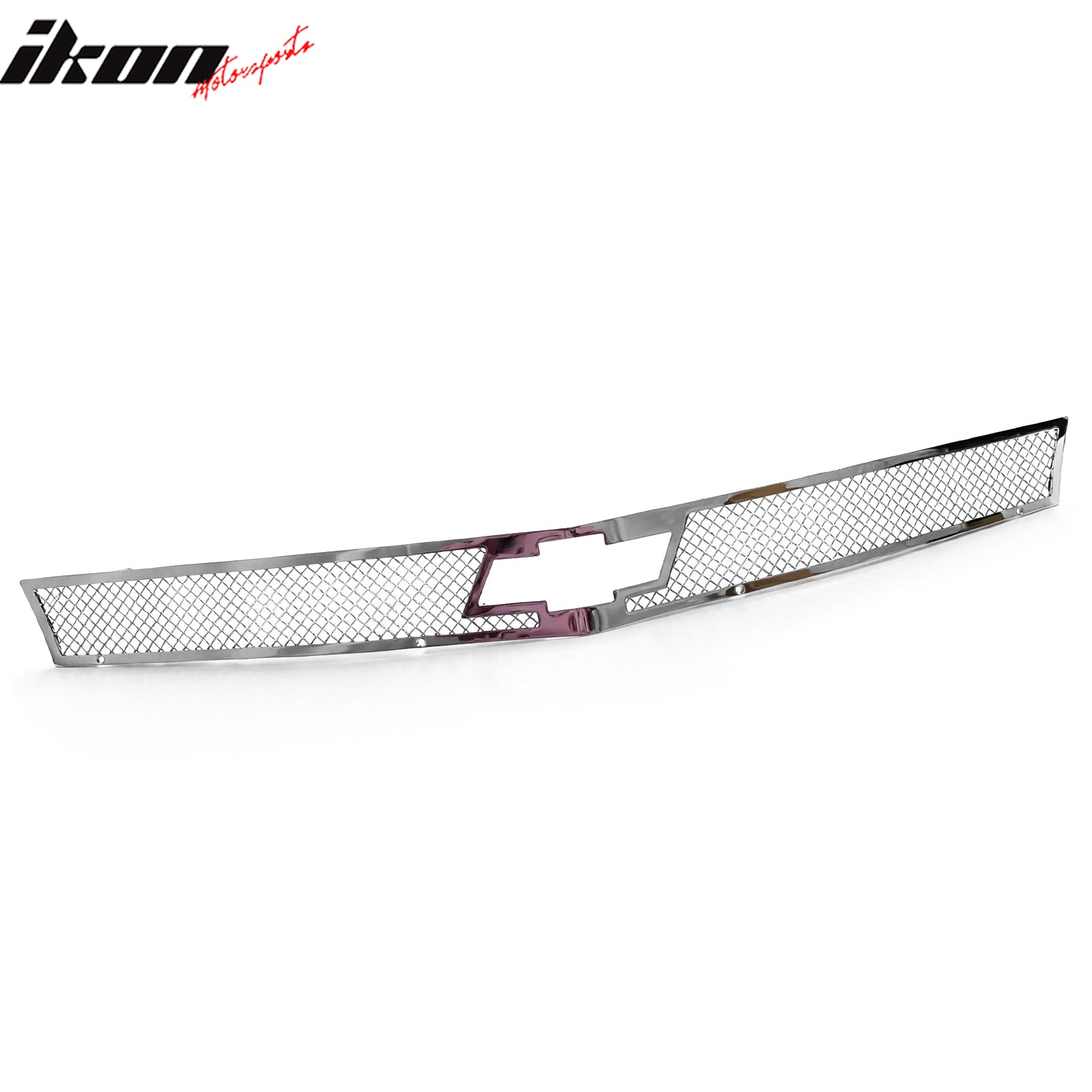 IKON MOTORSPORTS Front Upper Insert Grille, Compatible with 2010-2013 Chevrolet Camaro, Mesh Style Chrome Stainless Steel Replacement Front Bumper Hood Grill 1PC