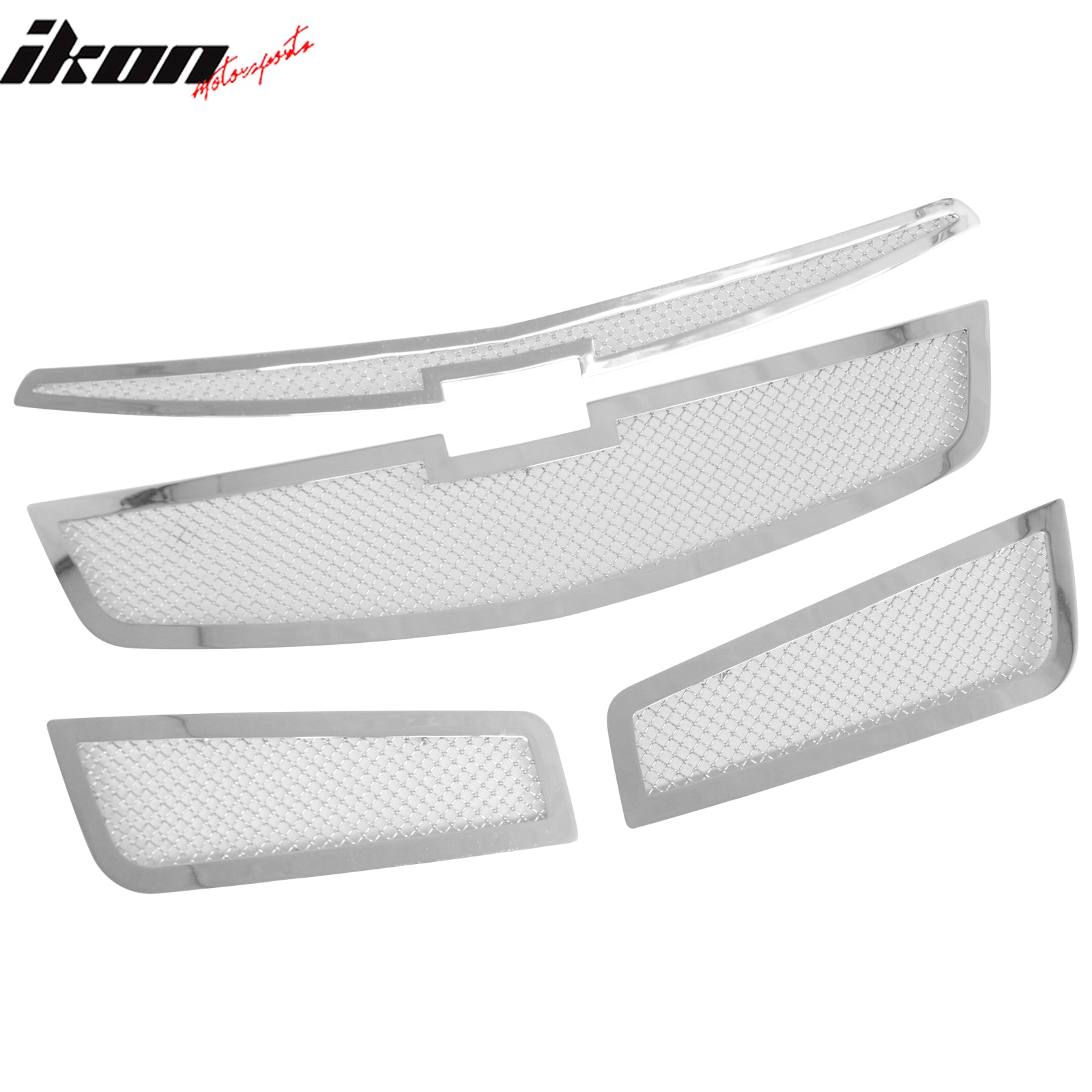 Fits 2011-2014 Chevy Cruze Chrome Mesh Front Upper Lower Grilles Stainless Steel
