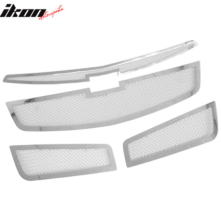 Fits 2011-2014 Chevy Cruze Chrome Mesh Front Upper Lower Grilles Stainless Steel