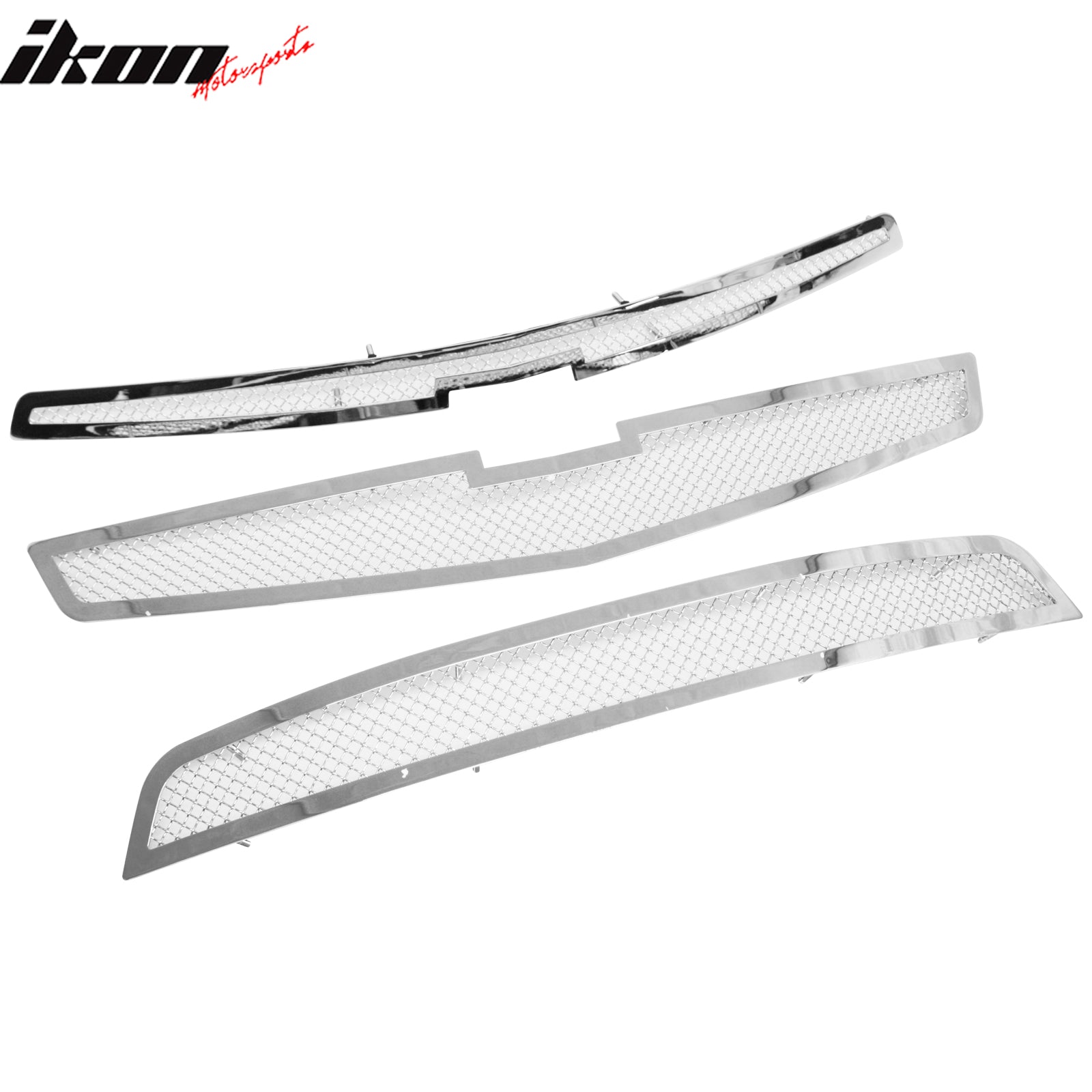Fits 13 Chevrolet Malibu Mesh Style Front Bumper Grille Insert Chrome Steel 3PCS