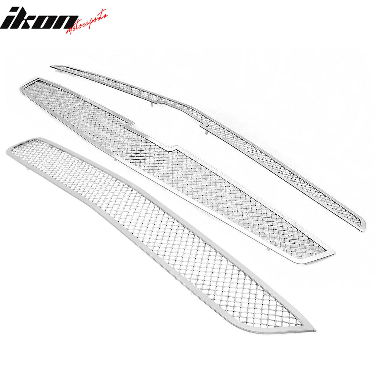 Fits 13 Chevrolet Malibu Mesh Style Front Bumper Grille Insert Chrome Steel 3PCS