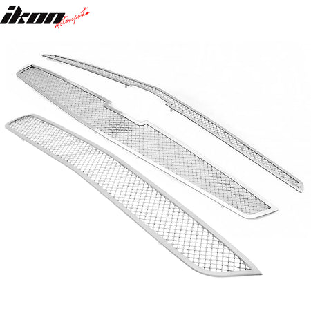 Fits 13 Chevrolet Malibu Mesh Style Front Bumper Grille Insert Chrome Steel 3PCS