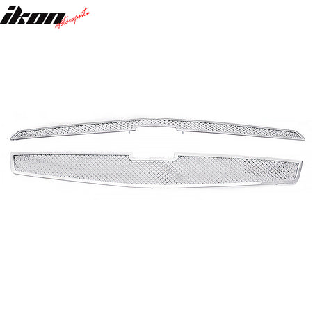 Fits 13 Chevrolet Malibu Mesh Style Front Bumper Grille Insert Chrome Steel 3PCS